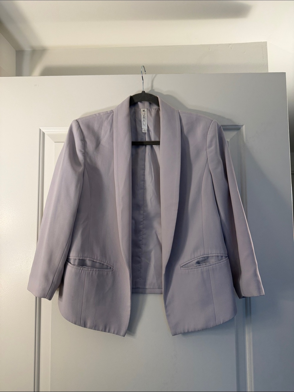 Mural Pastel Lavender Open-Front Blazer